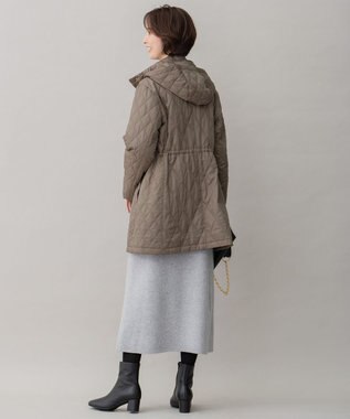 自由区 L 【洗える】ブライトキルト フード付きコート カーキ系