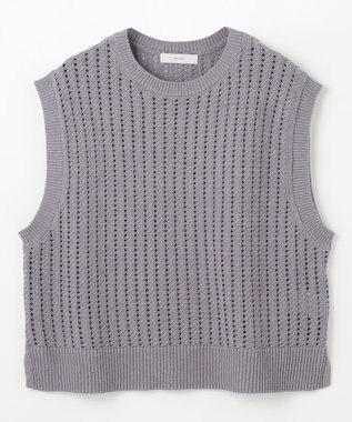 ANY L パターンメッシュニットベスト グレー