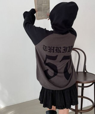 WEGO グラフィックニットパーカー ブラック