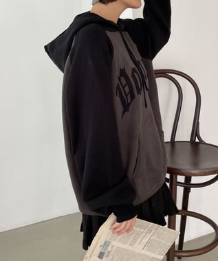 WEGO グラフィックニットパーカー ブラック