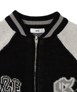 WEGO 【ユニセックス着用ITEM/MLサイズ展開】ジャガードニットスタジャン ブラック