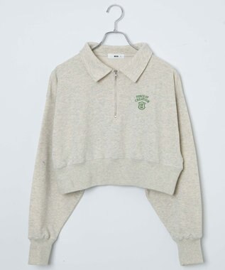 WEGO ハーフZIP襟付きショートスウェット オートミール