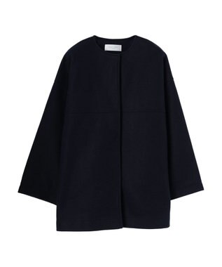 Green Parks 洗えるノーカラーショートコート Dark Navy