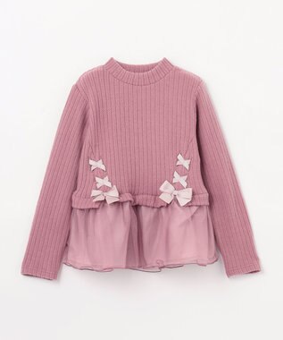 ANY KIDS 表起毛 レースアップ チュニック ピンク