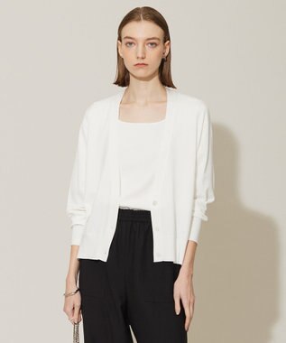 ICB L 【洗える】シルクヴィスコースハイゲージ カーディガン オフ系