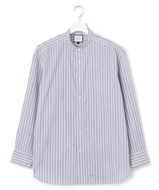 J.PRESS YORK STREET 【UNISEX】バンドカラー　ストライプシャツ ネイビー系1