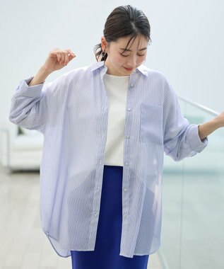 【洗濯機可】シアーストライプシャツ