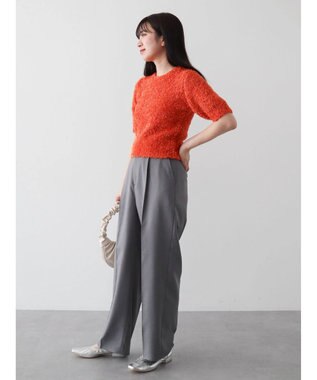 Green Parks テープヤーン半袖ニットプルオーバー Orange