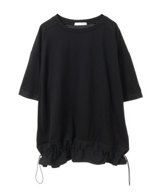 Green Parks 裾ドロスト５分袖ドッキングチュニック Black