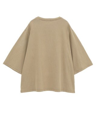 YECCA VECCA ヴィンテージ風箔プリントロゴTee Dark Beige