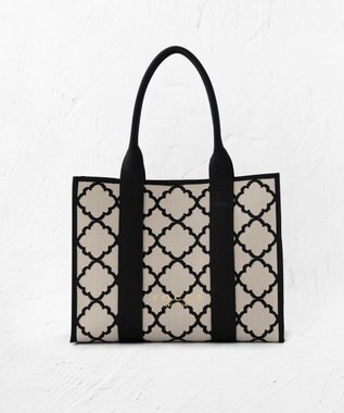 TOCCA 【大人百花掲載】【A4サイズ対応】CHECKER CLOVER KNITBAG ニットバッグ ベージュ系