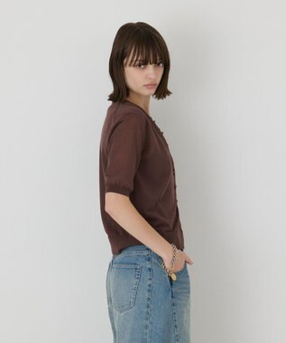 GRACE CONTINENTAL ハーフスリーブニットカーディガン ブラウン
