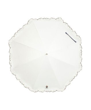 MOONBAT 【WEB限定/遮光率100%/遮熱/UV】POLO RALPH LAUREN（ポロ ラルフローレン）晴雨兼用日傘 ワンポイント ポロベア刺繍 フリル 長傘 オフホワイト