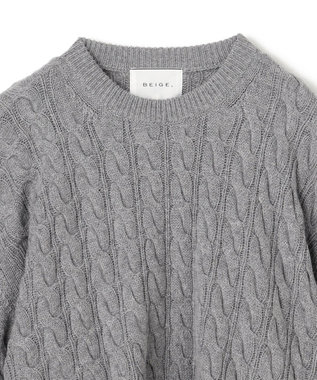 BEIGE， 【洗える】SEDONA / ウールカシミヤケーブルニット Gray