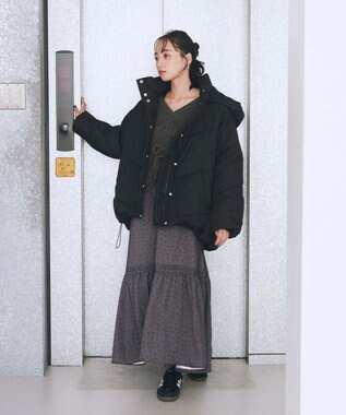 earth music&ecology 2WAYパファーブルゾン Black