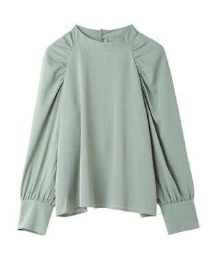 earth music&ecology ラグランギャザースリーブブラウス Mint