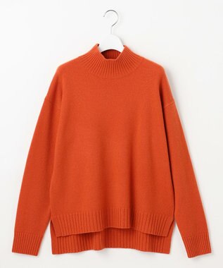 自由区 ウールカシミヤブレンドハイネック ニット オレンジ