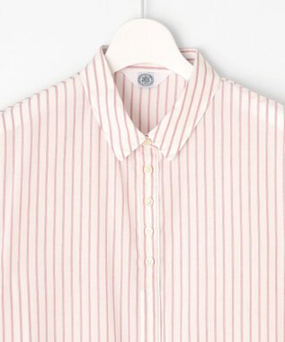 J.PRESS LADIES L 【洗える】ウォッシャブルキュプラツイル シャツ ホワイト×ピンク系