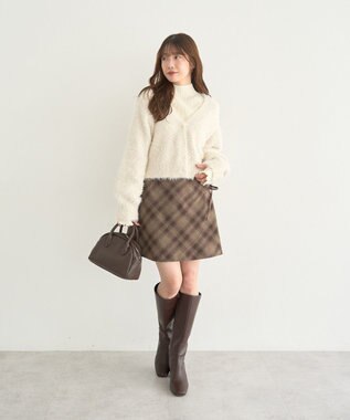 earth music&ecology ハートプレートリブニットプルオーバー Ivory