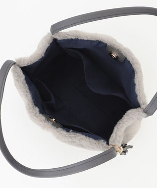 ANY SIS パイピングフェイクファートート バッグ ライトグレー