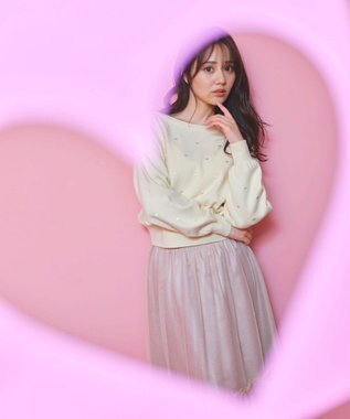 Feroux 【洗える】ラメチュール スカート ピンク系