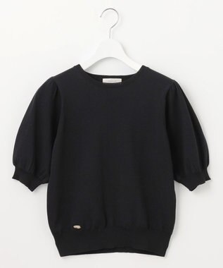 Feroux 【接触冷感・UVカット・洗える】クルーネックハーフスリーブ プルオーバー ブラック系