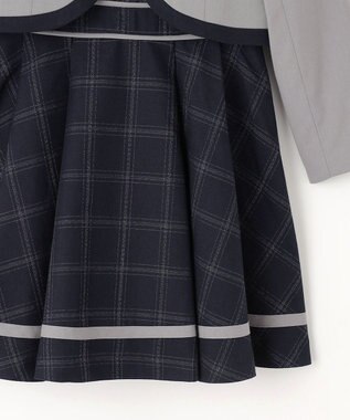 ANY KIDS ボレロ付き ワンピース グレー×ネイビーチェック