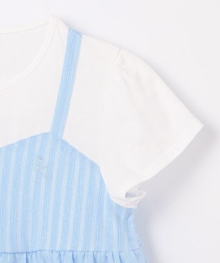 組曲 KIDS 【110-140㎝】レースカットソーコンビ チュニック サックスブルー系