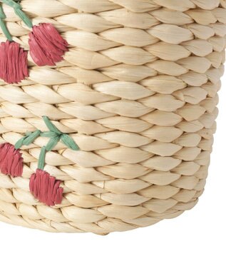 Maison de FLEUR チェリー刺繍メイズカゴバッグ Red