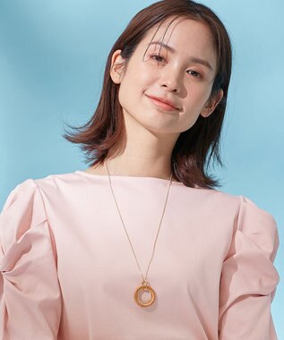 ANY ダブルリングネックレス ブラウン