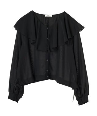 earth music&ecology ラッフルシアードロストブラウス Black