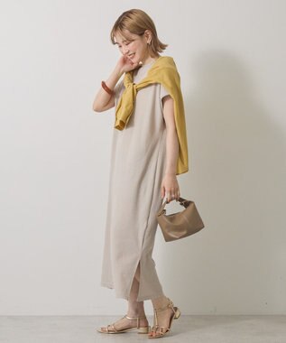 AMERICAN HOLIC ワッフルサイドスリット半袖ワンピース Beige