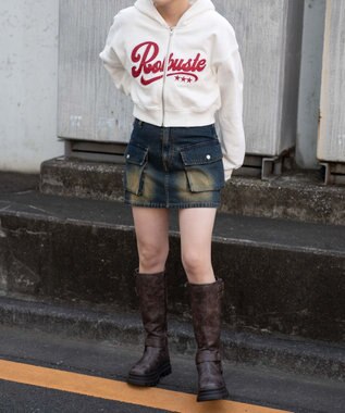 WEGO ロゴジップショートパーカー ホワイトアイボリー