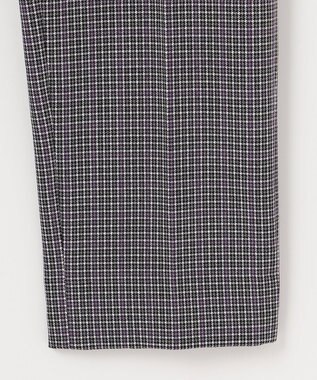 自由区 L 【洗える/撥水加工】TRギャバ チェック テーパードパンツ グレー系3