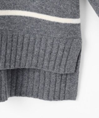 自由区 ウールカシミヤブレンドハイネック ニット マルチボーダー