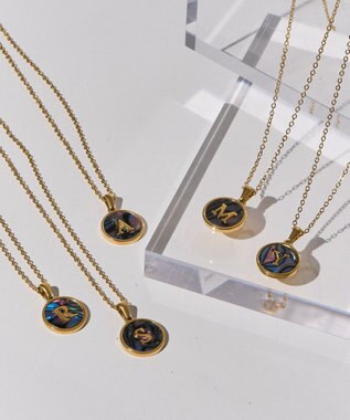 AMERICAN HOLIC ステンレスラウンドイニシャルネックレス A