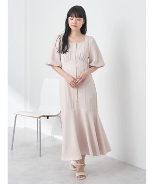 earth music&ecology フロントボタン裾フレアワンピース Beige