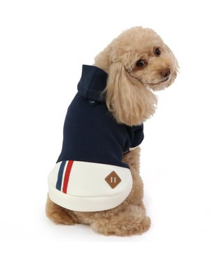 PET PARADISE ペットパラダイス  ペティヒート パーカー 《バイカラー》 小型犬 紺（ネイビー・インディゴ）