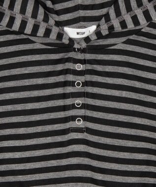 WEGO ヘンリーネックフードロンT グレーボーダー