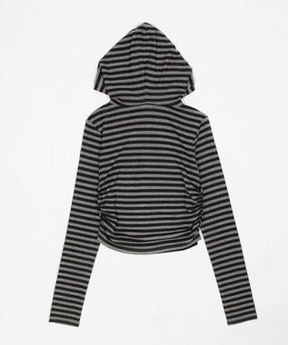 WEGO ヘンリーネックフードロンT グレーボーダー