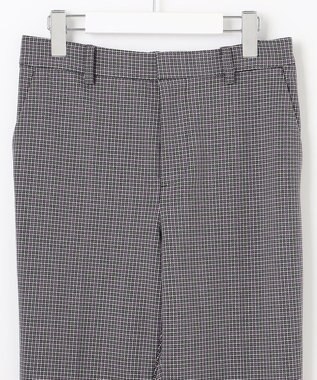 自由区 【洗える/撥水加工】TRギャバ チェック テーパードパンツ グレー系3