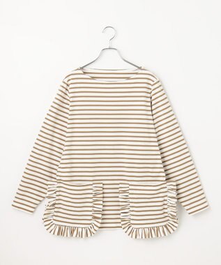 #Newans 【ANSWER for 神戸エレガンス】フリルポケットロングTシャツ ベージュボーダー系