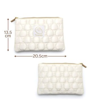 Mother garden しろたん キルティング フラットポーチ 白~オフホワイト