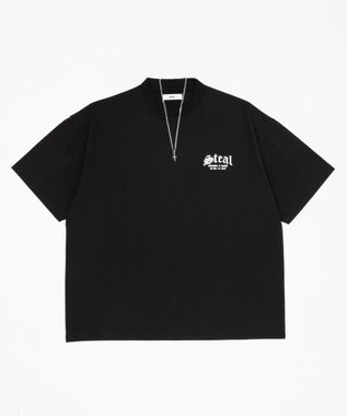 WEGO 【ユニセックス着用ITEM/MLサイズ展開】アクセ付きストレートライングラフィックT（SS） ブラック