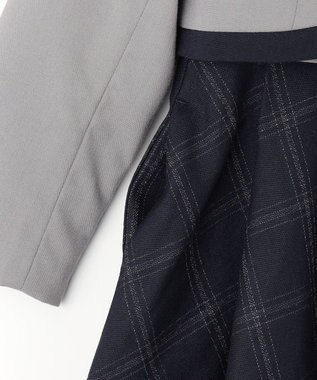 ANY KIDS ボレロ付き ワンピース グレー×ネイビーチェック