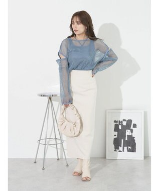 earth music&ecology ＳＥＴ２点メッシュプルオーバー＋タンクトップ Ivory