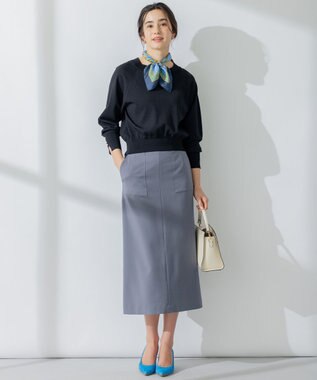 組曲 S 【パールボタン付】ブーケカラーリラクシー ニット ブラック系