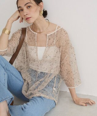 WEGO 【ANGIE VINTAGE】メッシュスキッパープルオーバー ナチュラル
