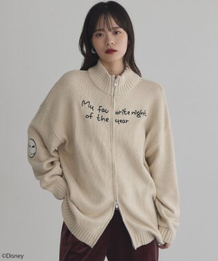 earth music&ecology ナイトメア／ダブルジップニットカーディガン Ecru