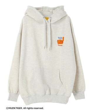 Green Parks ムジークタイガー／裏起毛刺しゅうフーディー Oatmeal